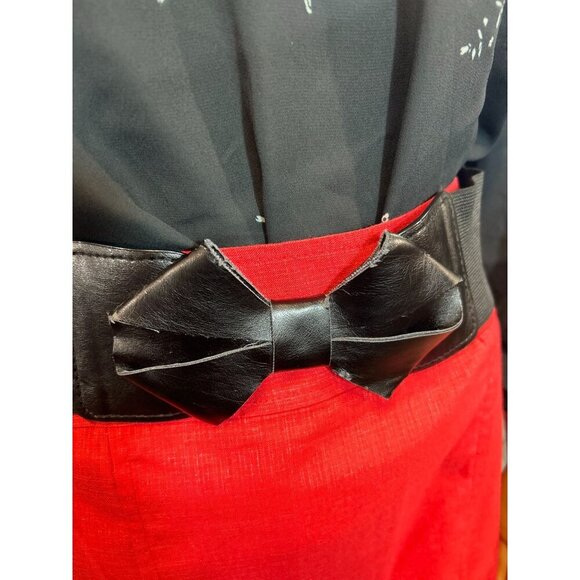 (6 for $25) Maurices Midi Red Pencil Skirt with Bow Belt size 3/4 - Picture 4 of 6